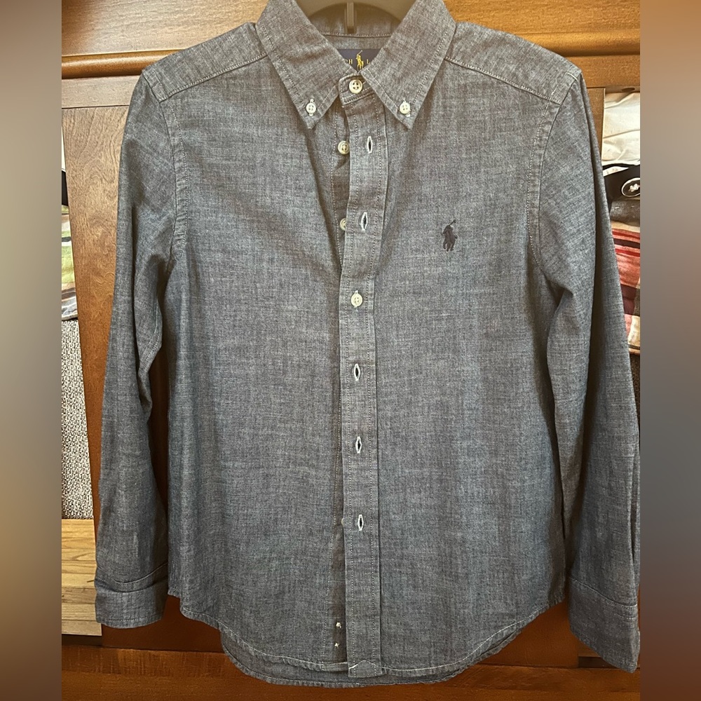 Polo boys denim button down size small (8)